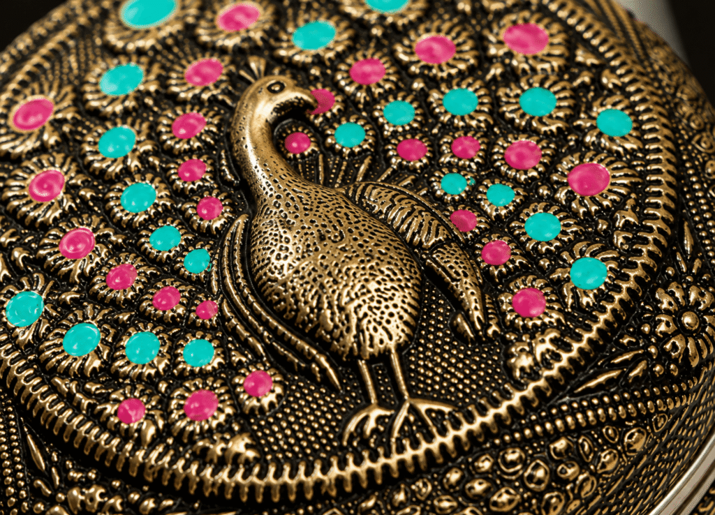 Peacock Meenakari Trinket Box