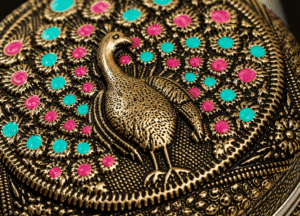 Peacock Meenakari Trinket Box - Image 3