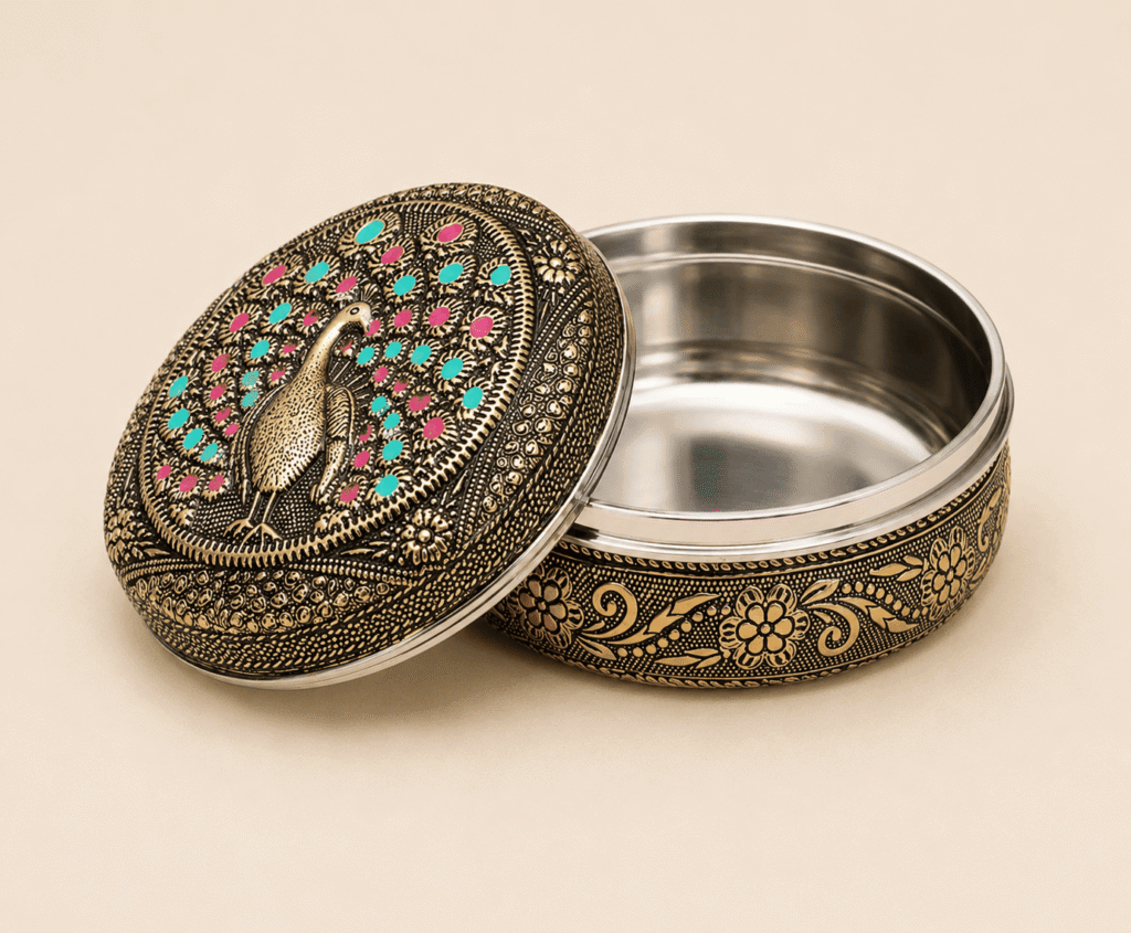 Peacock Meenakari Trinket Box