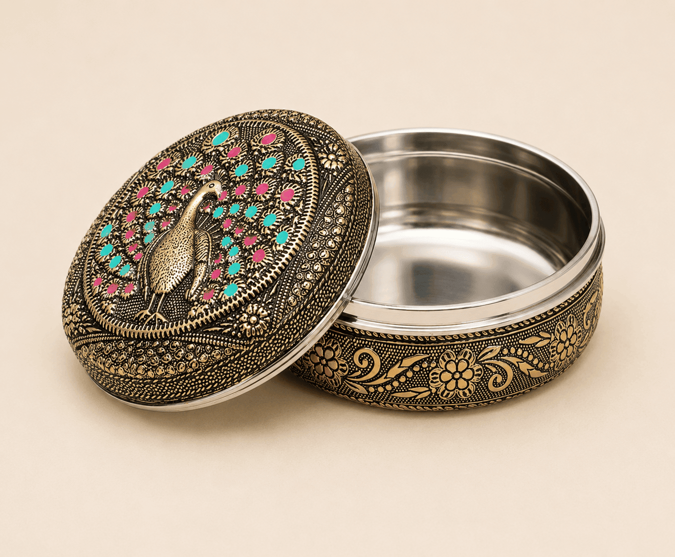 Peacock Meenakari Trinket Box - Image 5