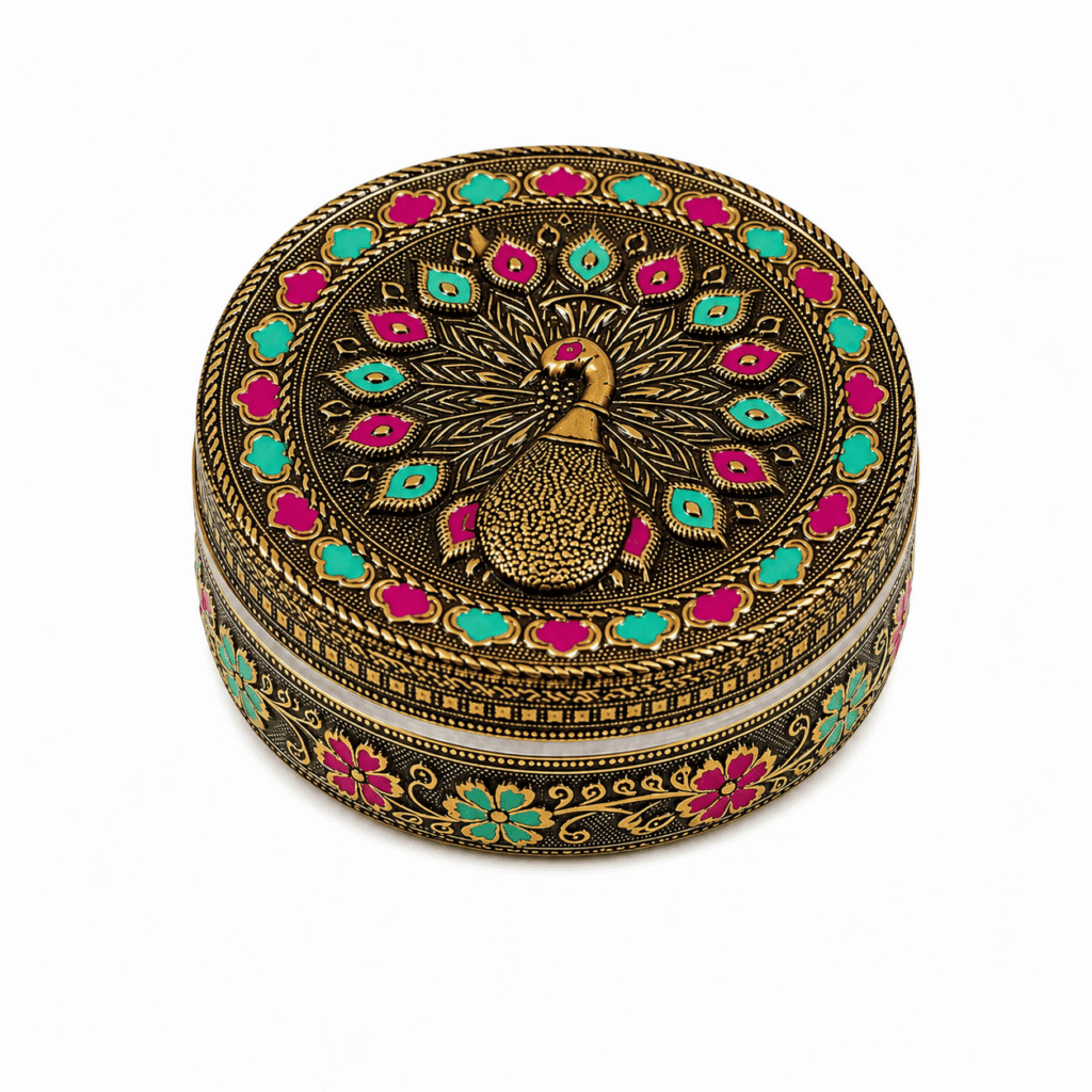 Antique Peacock Meenakari Utility Box