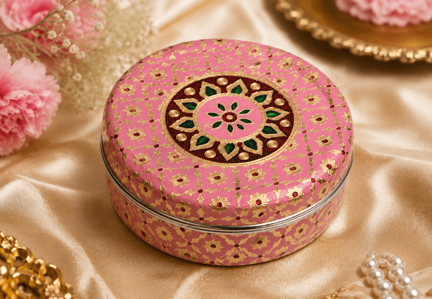 Pink Mandala Meenakari Utility Box - Image 4