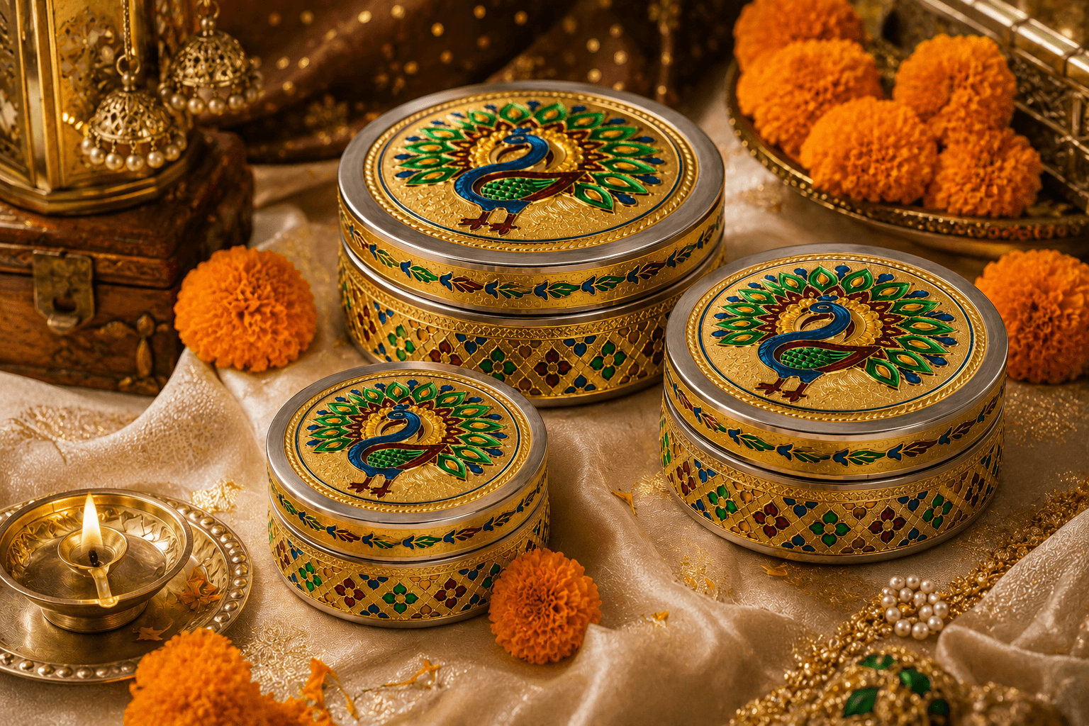 Peacock Meenakari Storage Box - Image 5