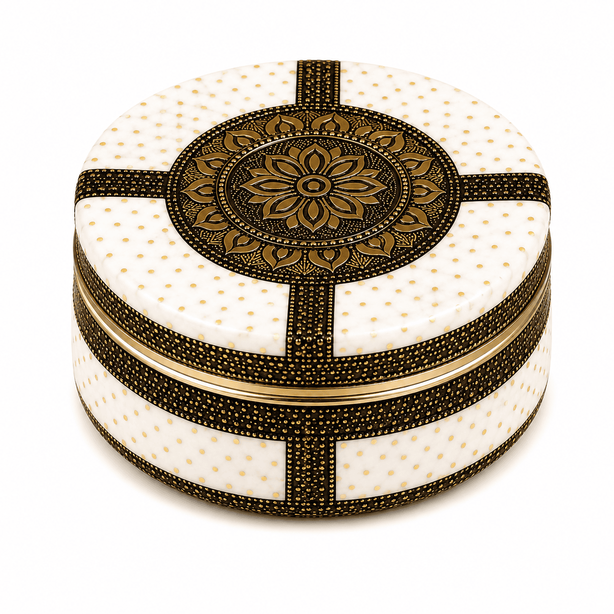 White Mandala Meenakari Utility Box - Image 1
