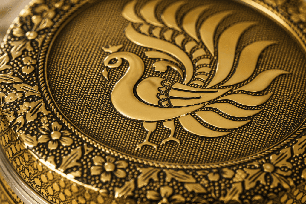 Golden Peacock Meenakari Utility Box