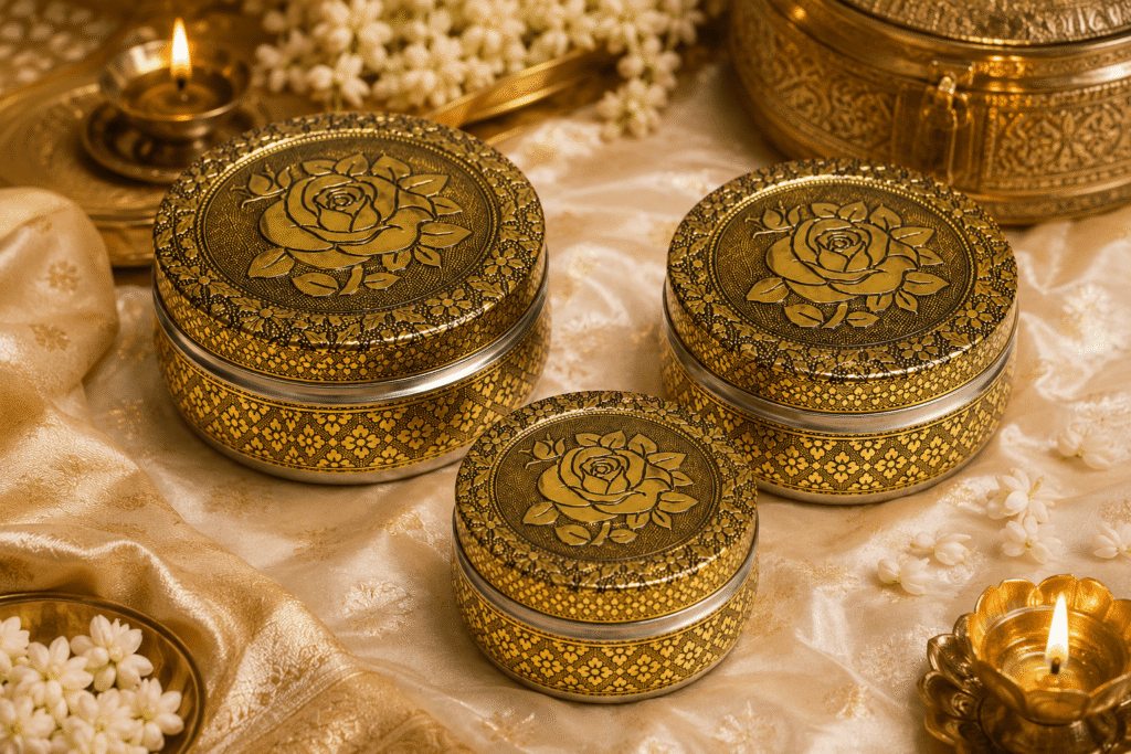 Golden Rose Meenakari Utility Box