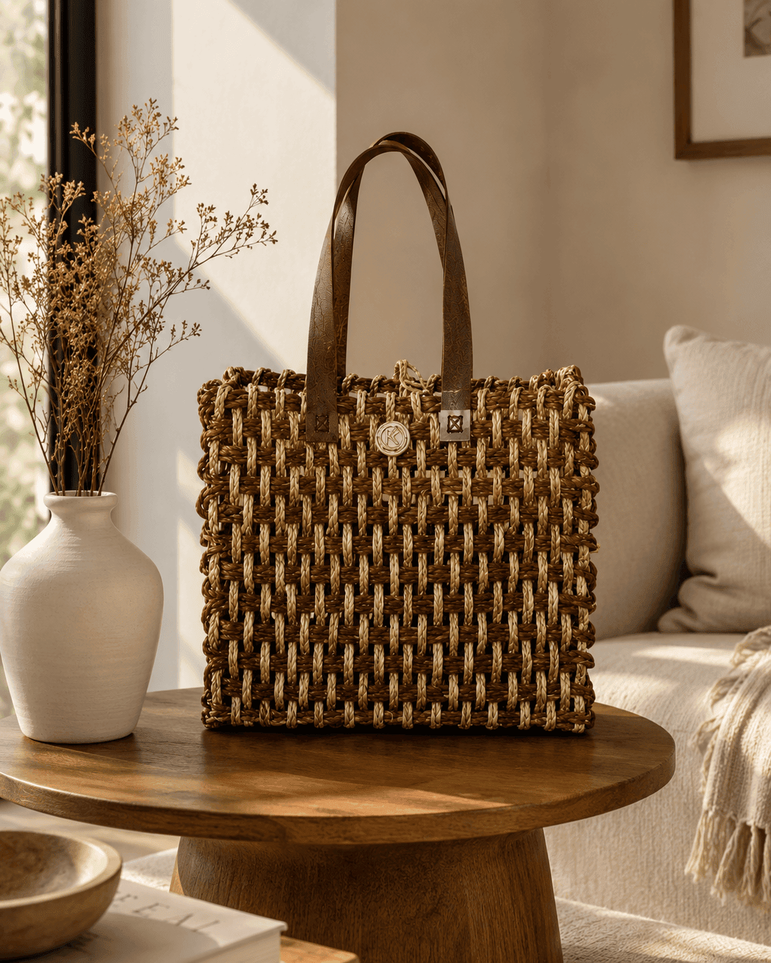 Rustic Weave Sabai Grass Tote Bag - Image 3