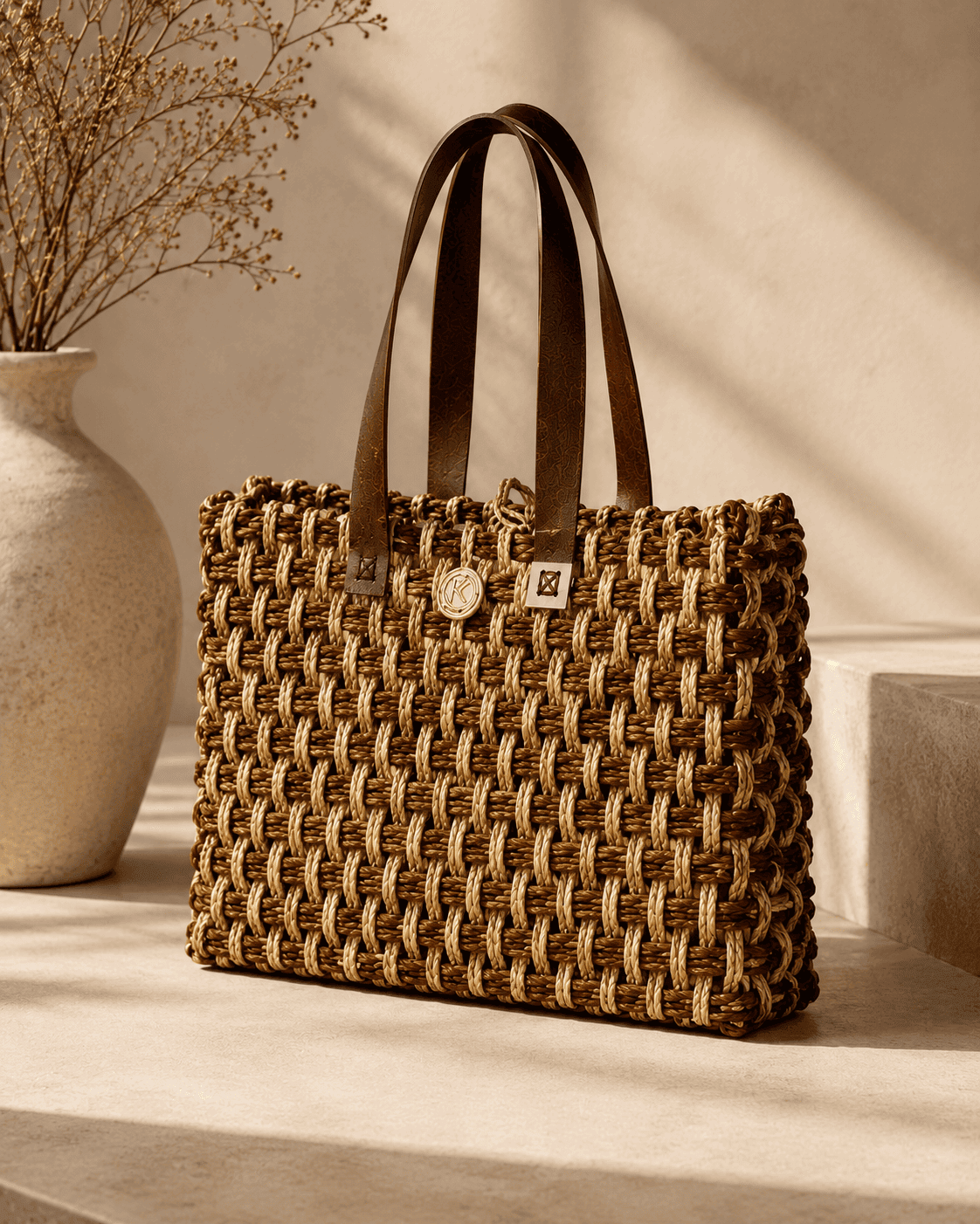 Rustic Weave Sabai Grass Tote Bag - Image 5