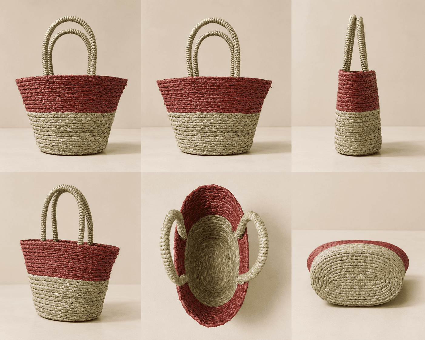 Sabai Grass Basket with Maroon Trim - Image 4