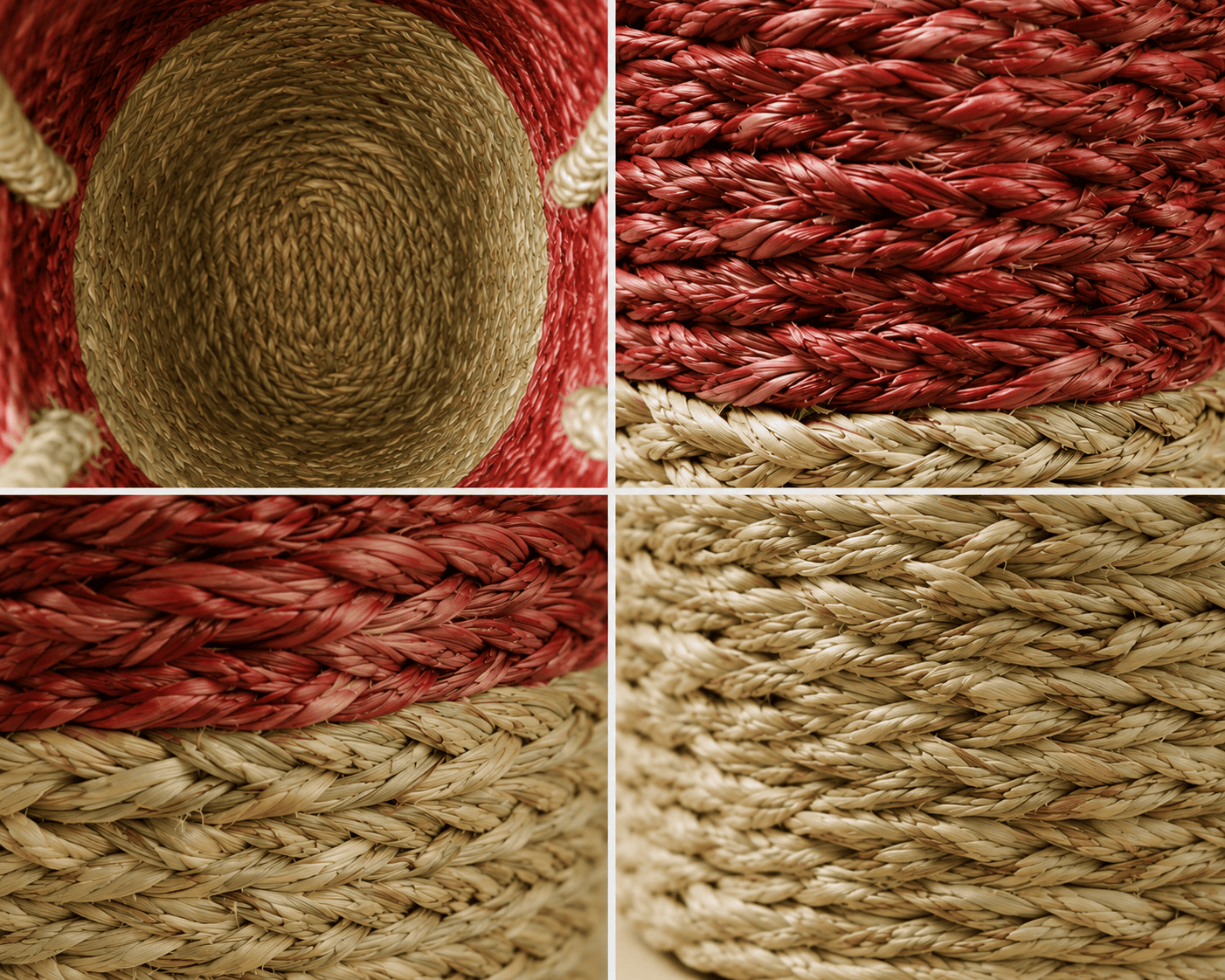 Sabai Grass Basket with Maroon Trim - Image 5