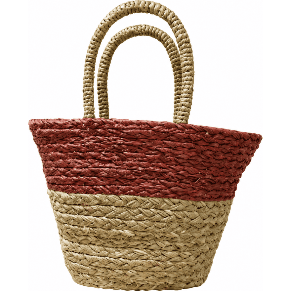 Sabai Grass Basket with Maroon Trim