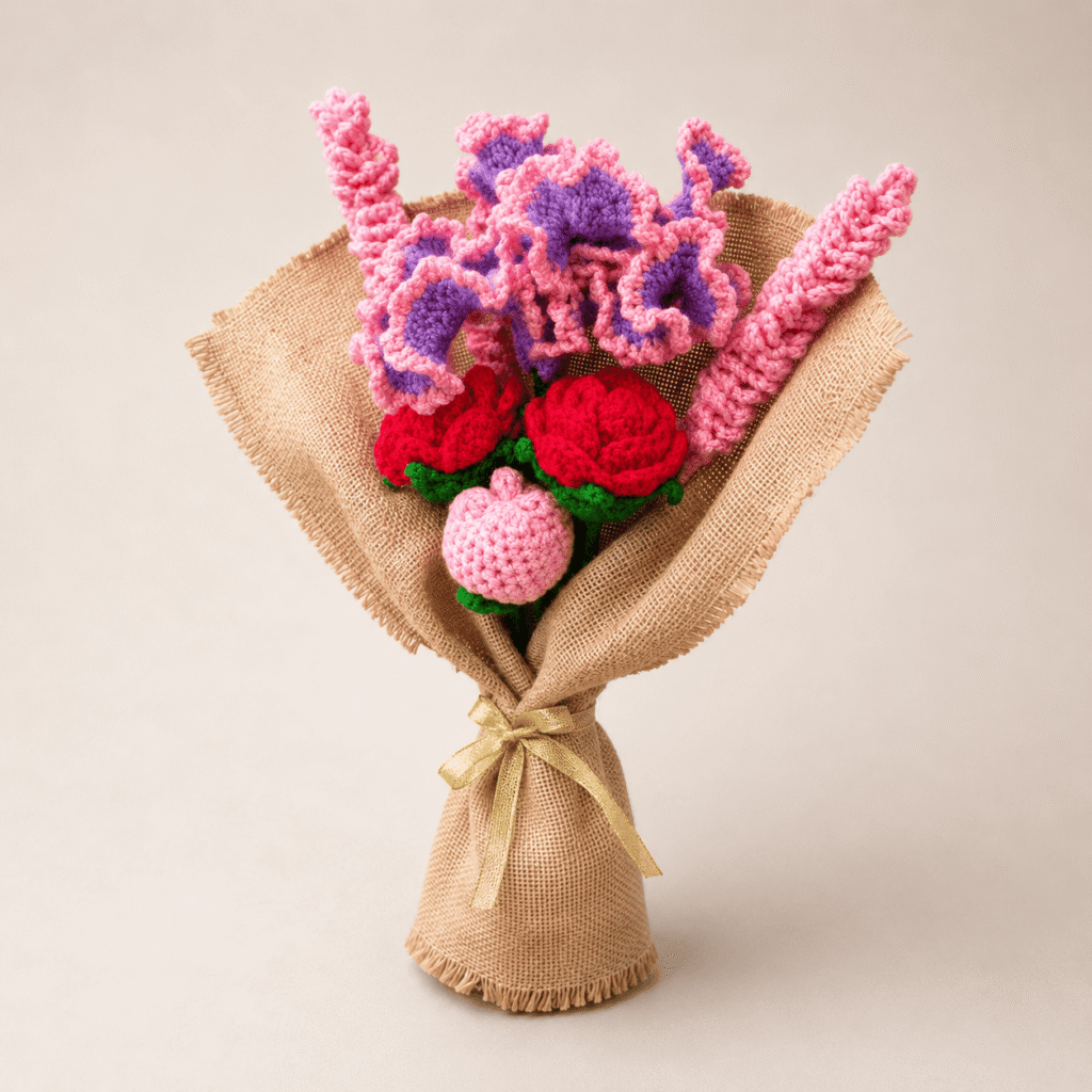 Blush Bloom Crochet Flower Bouquet