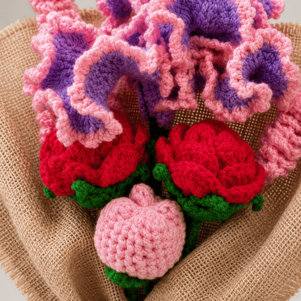 Blush Bloom Crochet Flower Bouquet