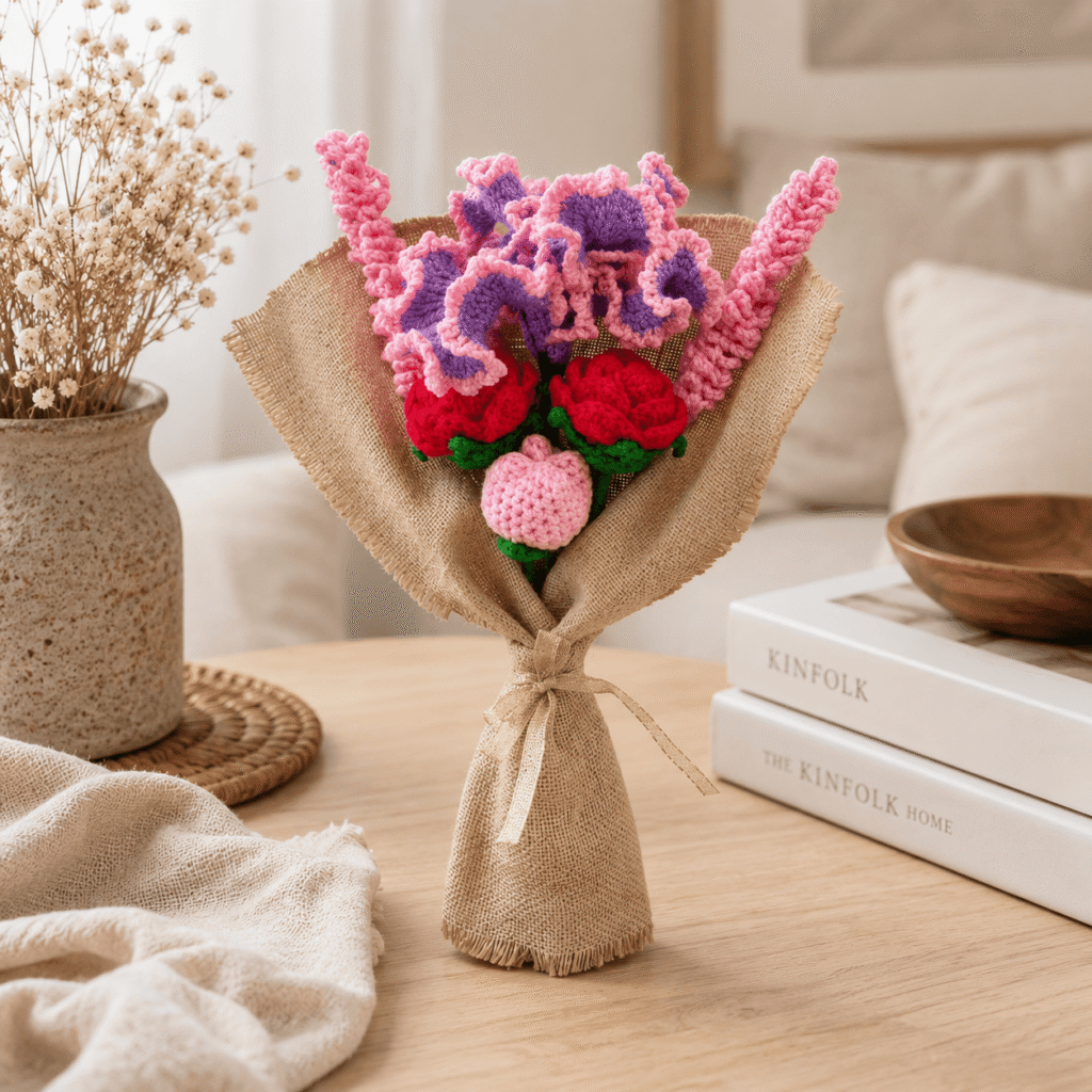 Blush Bloom Crochet Flower Bouquet