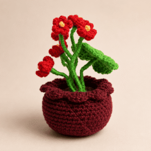 Ruby Bloom Crochet Flower Pot