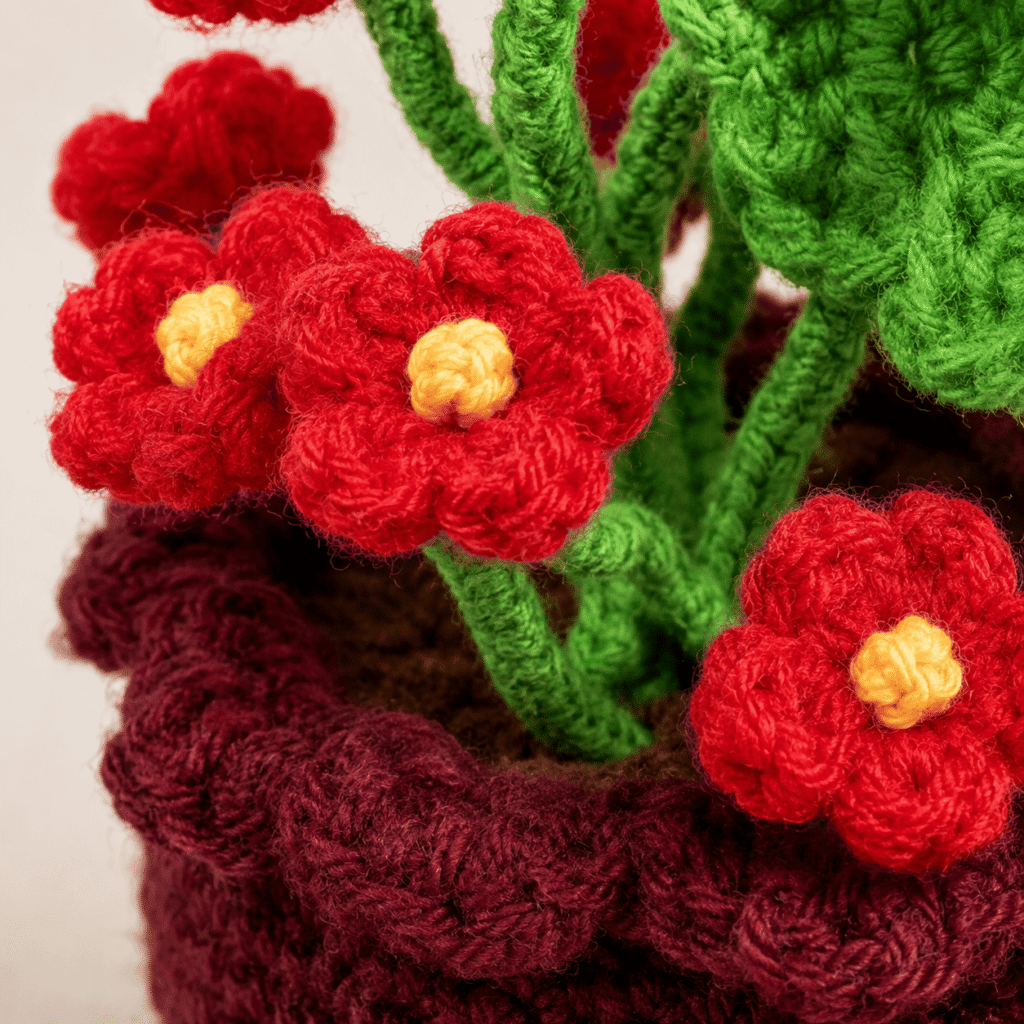 Ruby Bloom Crochet Flower Pot
