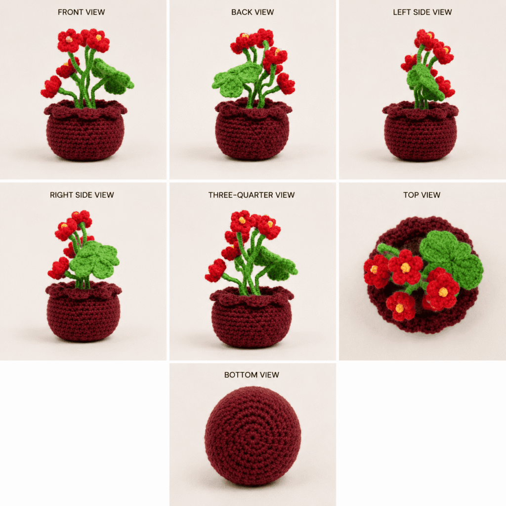 Ruby Bloom Crochet Flower Pot
