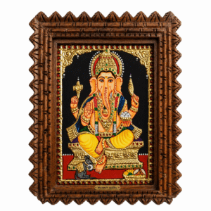 22K Gold Foil Ganesha Tanjore Painting - Image 1