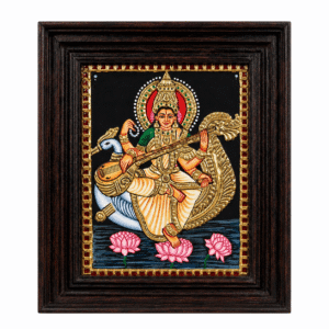 22K Gold Foil Saraswati Tanjore Painting - Image 1