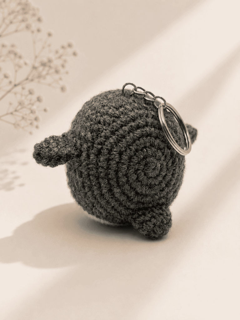 Grey Penguin Crochet Charm Keychain