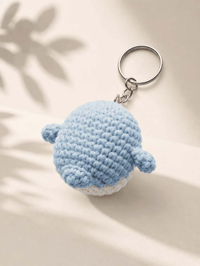 Blue Penguin Crochet Charm Keychain