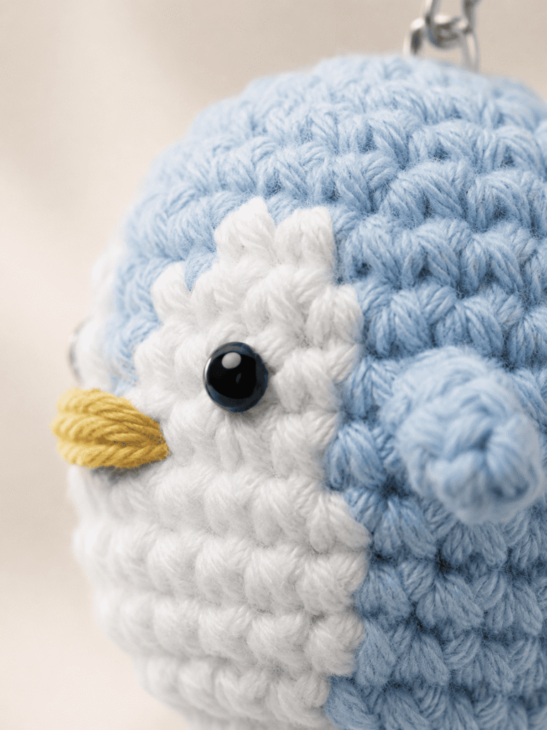 Blue Penguin Crochet Charm Keychain
