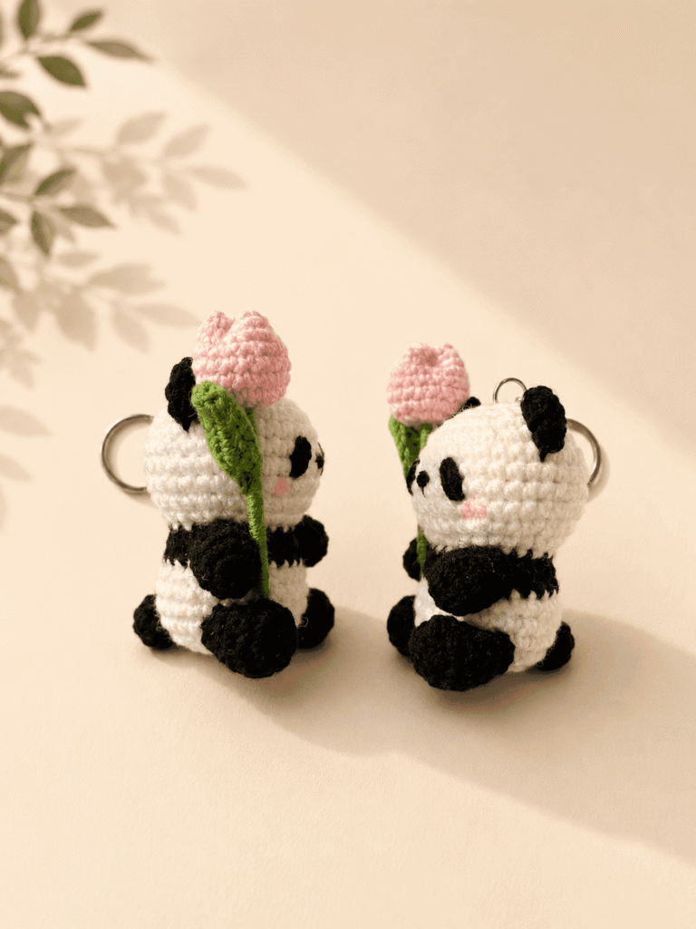 Panda Crochet Keychain Pair