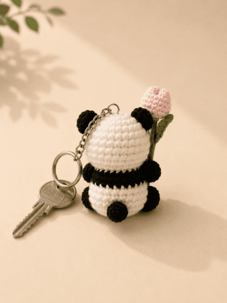 Panda Crochet Keychain Pair - Image 3