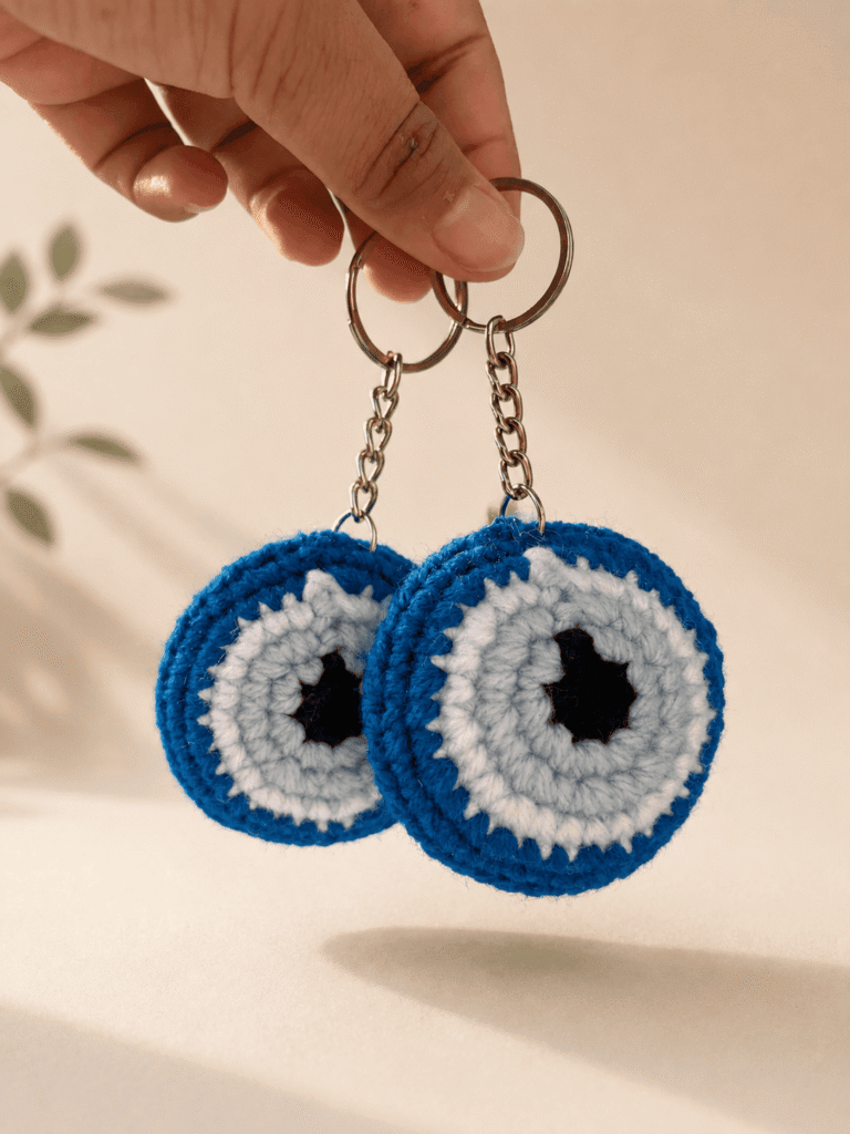Evil Eye Protection Crochet Keychain