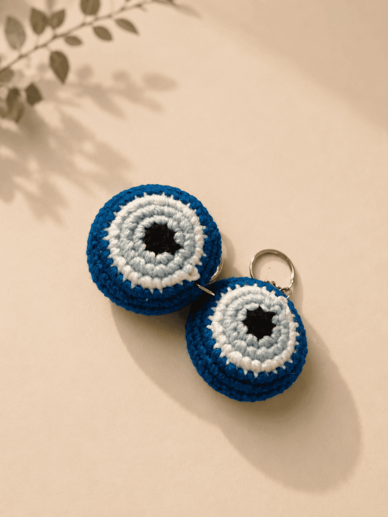 Evil Eye Protection Crochet Keychain