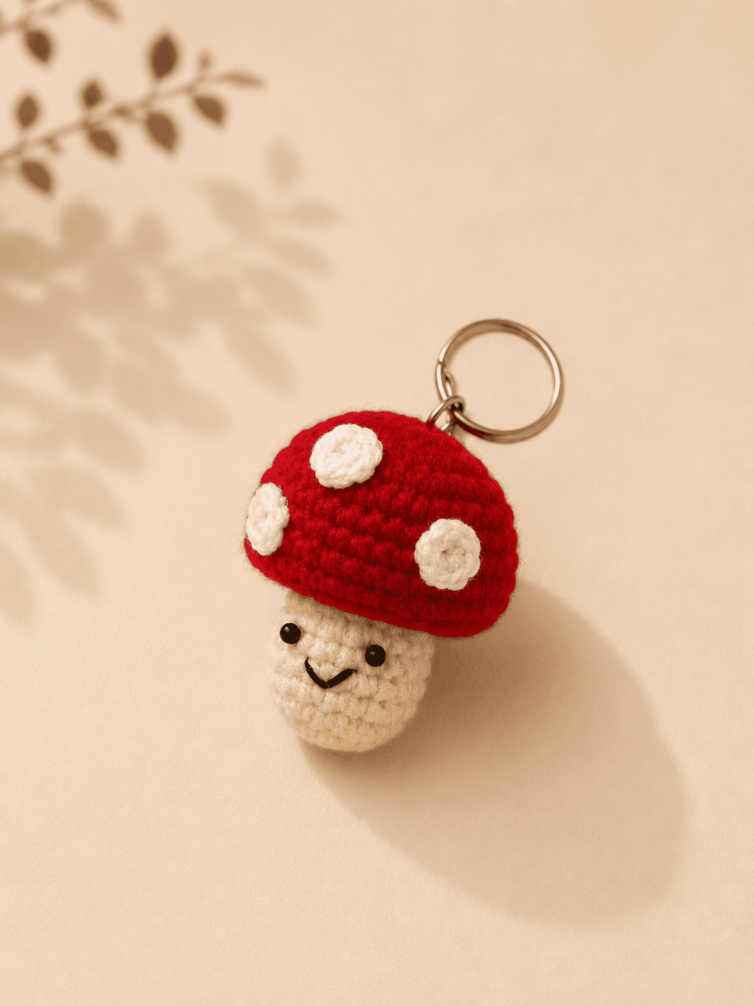 Red Mushroom Crochet Keychain - Image 2