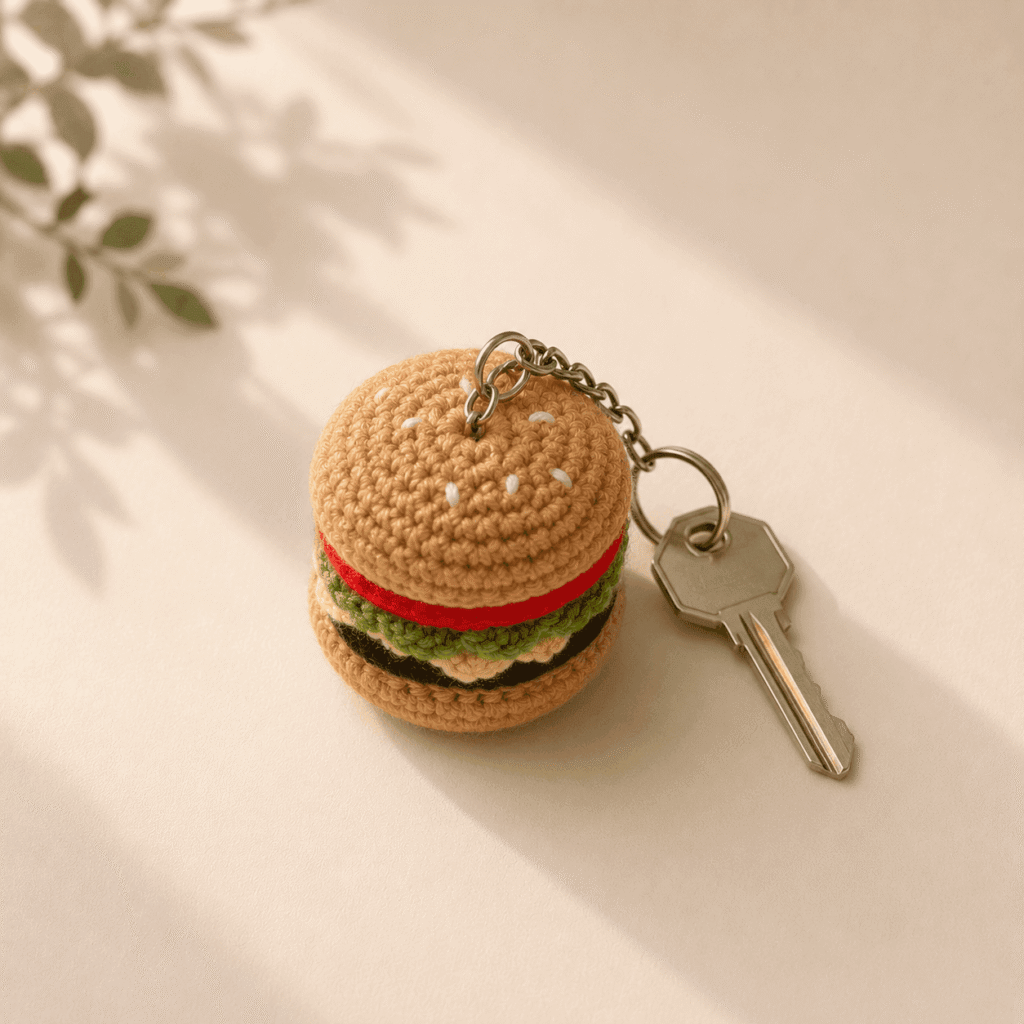 Crochet Burger Keychain
