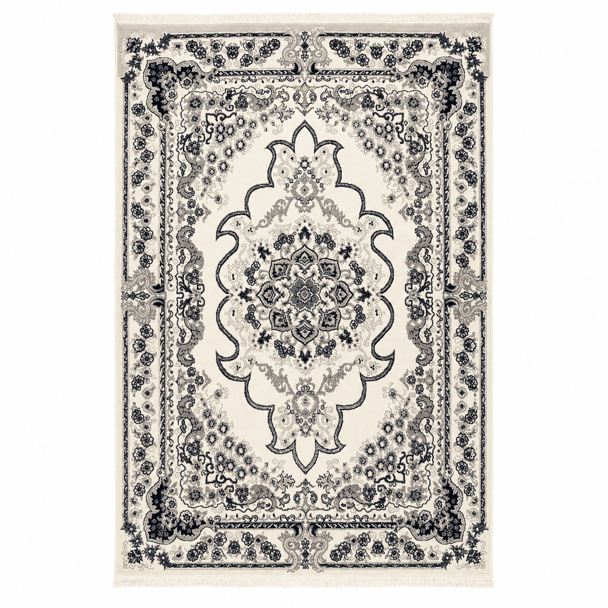 Ivory Persian Floral Area Rug - Image 1