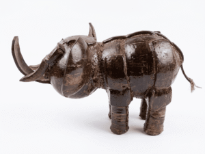 Artisan Coconut Shell Elephant Figurine - Image 1