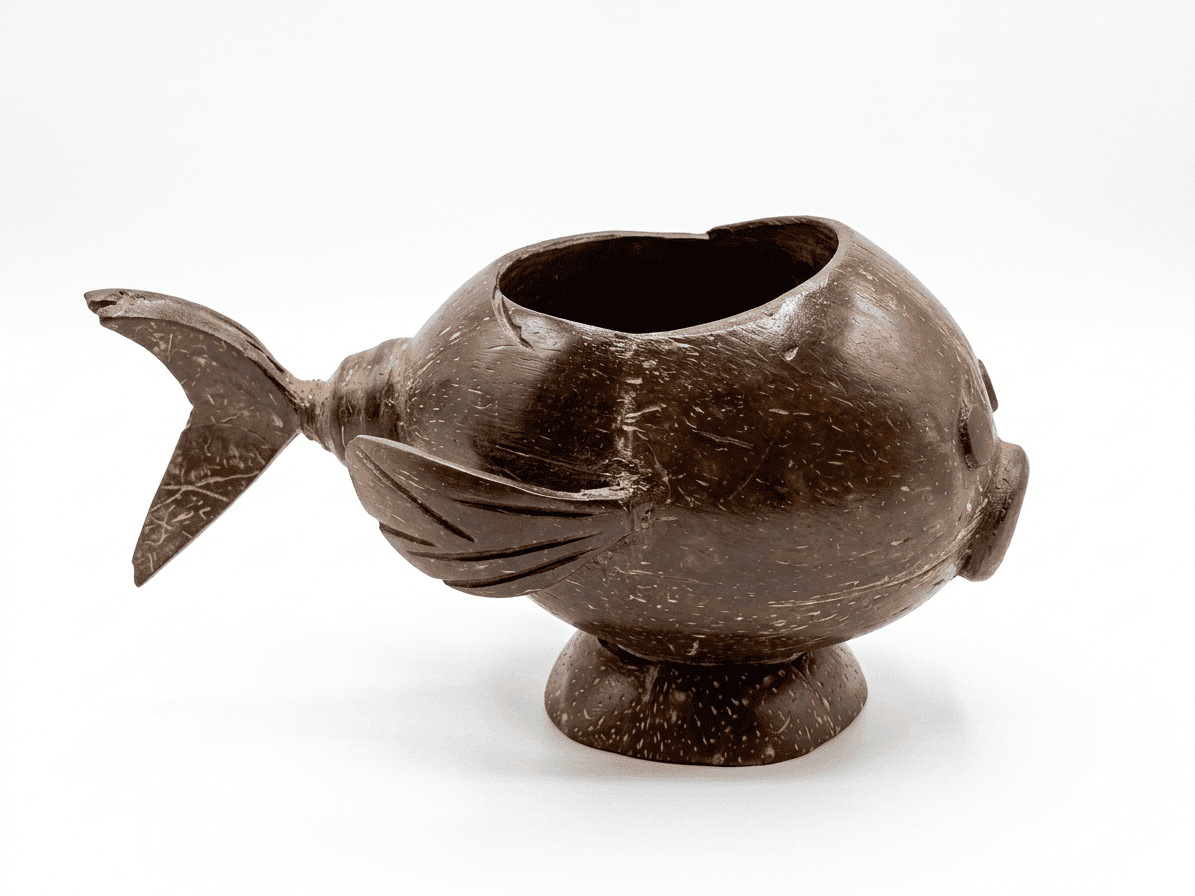 Coconut Shell Whale Decorative Cup - Image 2
