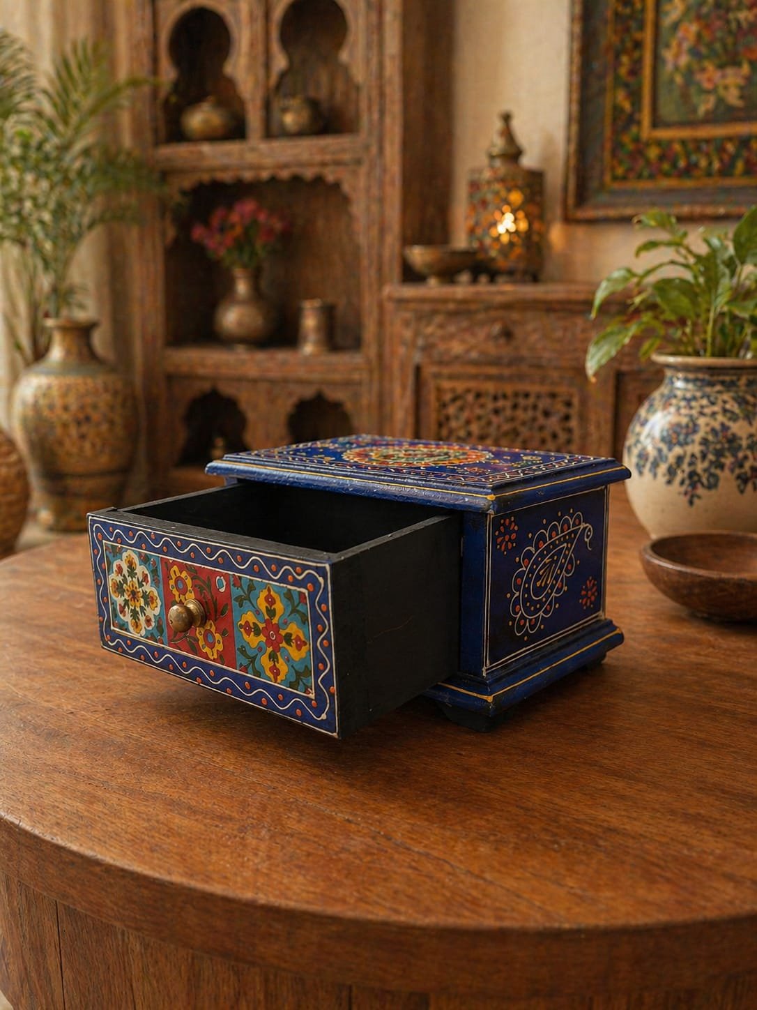 Royal Blue Wooden Storage Box - Image 3
