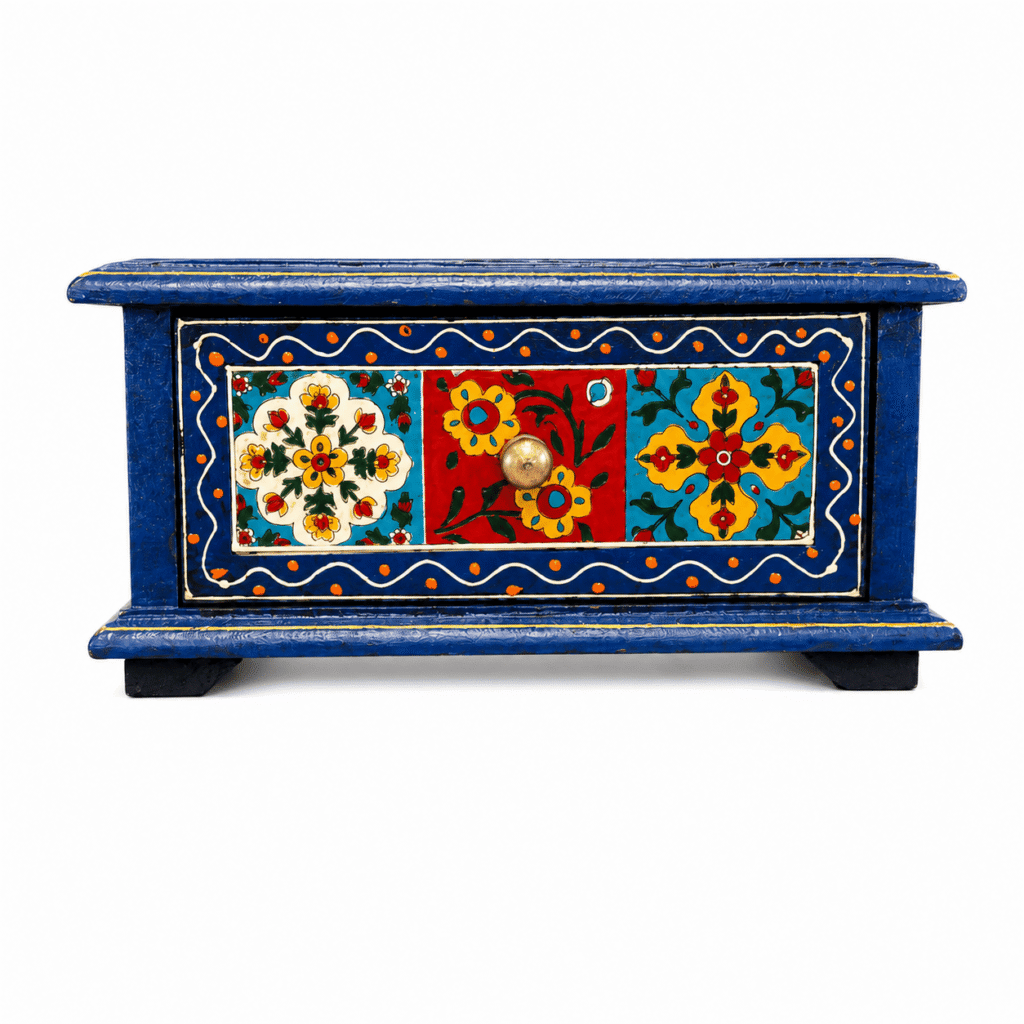 Royal Blue Wooden Storage Box
