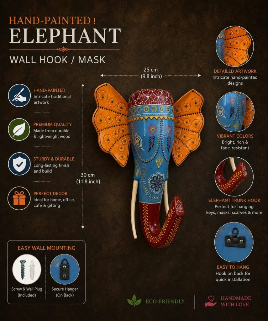 Handcrafted Wooden Elephant Wall Decor