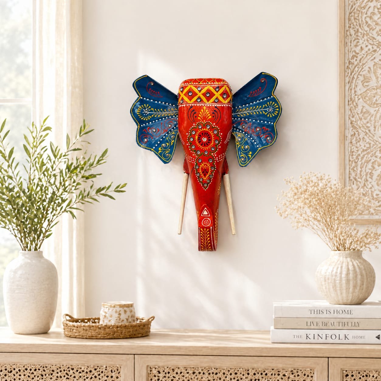Royal Ember Wooden Elephant Wall Decor - Image 2