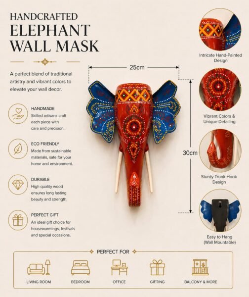 Royal Ember Wooden Elephant Wall Decor - Image 3