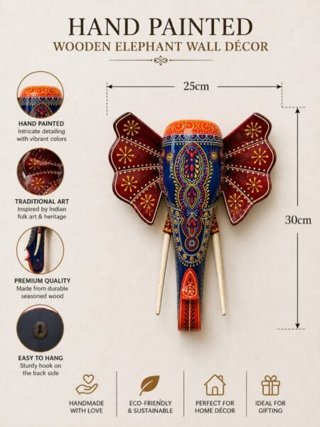 Midnight Royale Wooden Elephant Wall Decor - Image 3