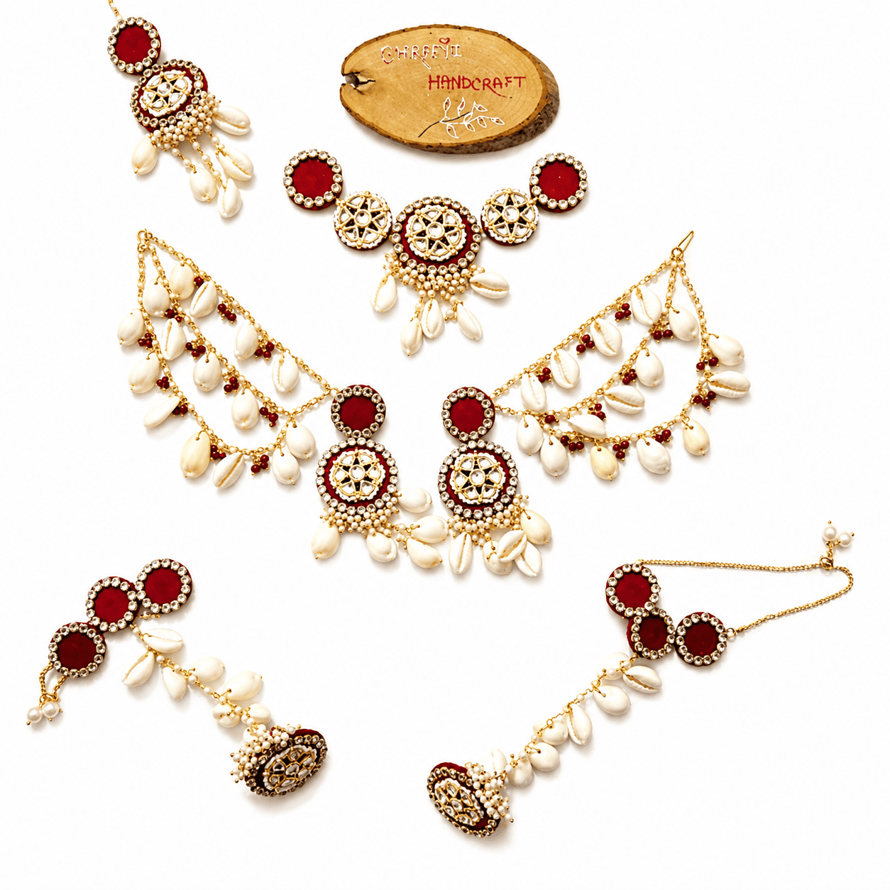 Floral Cowrie Shell Jewelry Set - Image 1