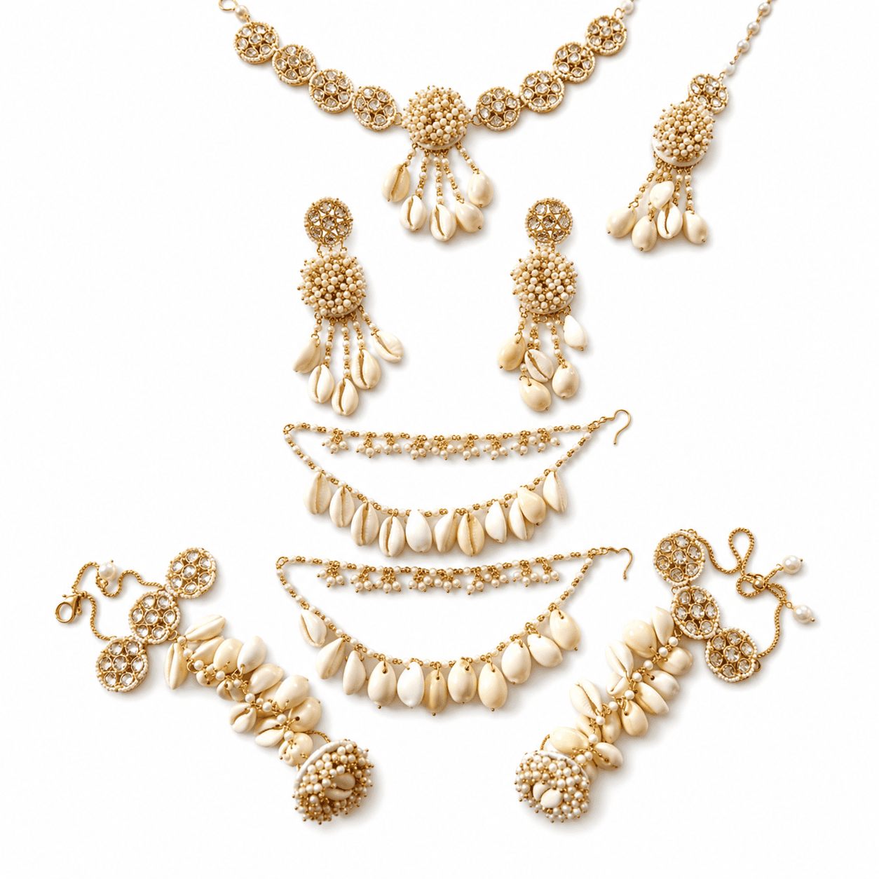 Cowrie Shell Bridal Jewelry Set - Image 1