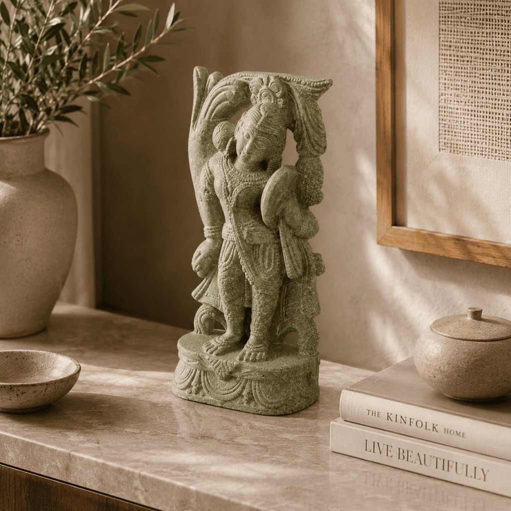 Devadashi Green Serpentine Stone Idol