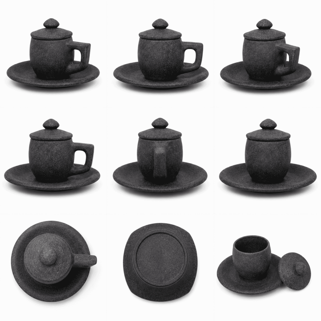 Natural Stone Tea Cup Saucer Set