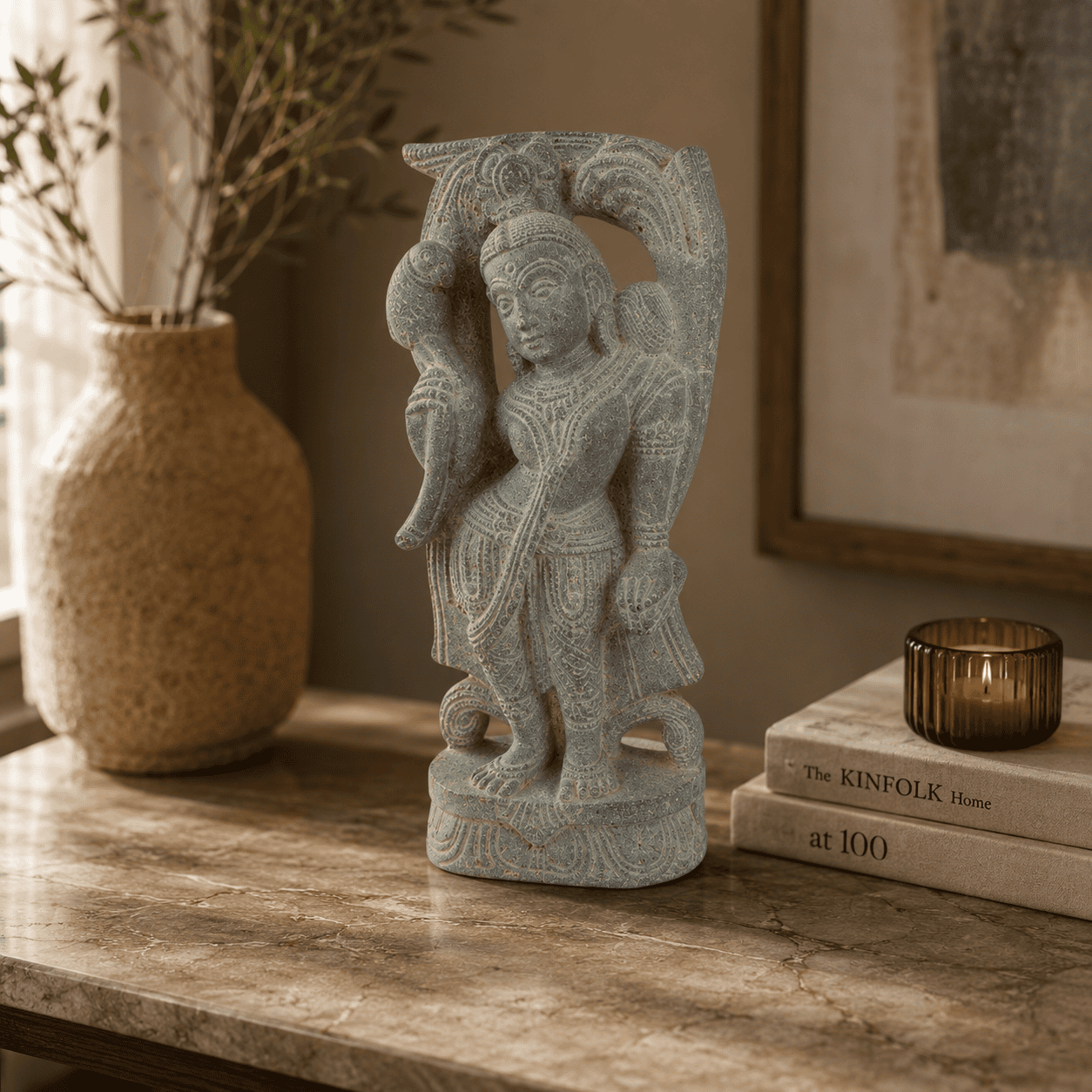 Devadashi with Parrot Stone Idol - Image 3