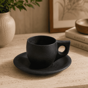 Natural Stone Tea Cup & Plate Set - Image 3
