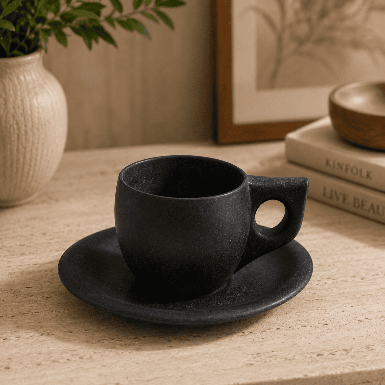 Natural Stone Tea Cup & Plate Set - Image 3