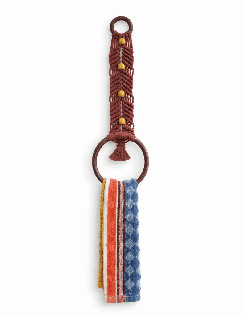 Macrame Beaded Towel Holder