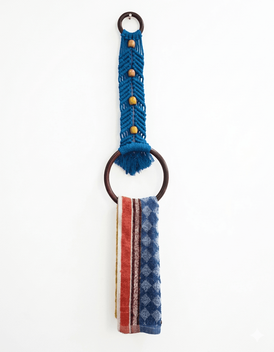 Macrame Beaded Towel Holder - Image 5